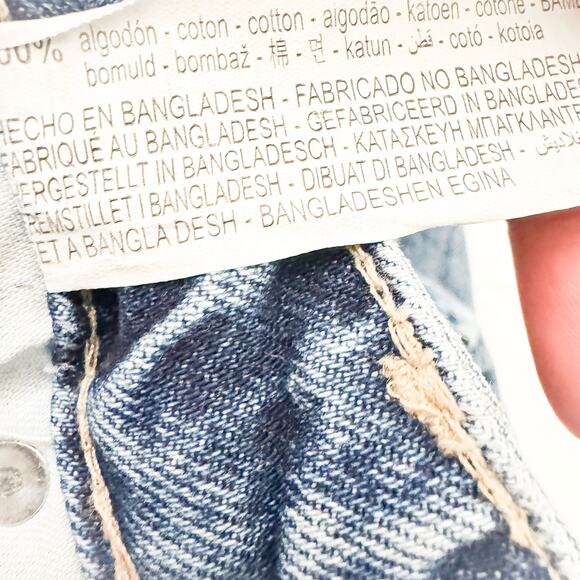 Zara Acid Wash Mom Jeans Ripped Knees Straight Leg Denim Size 10 - Picture 7 of 8